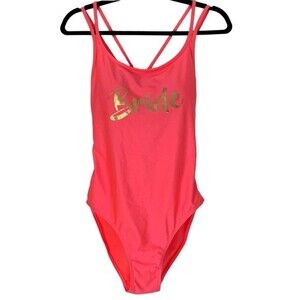 Bride Swimsuit Womens Size 10 Pink Gold One Piece Bachelorette Wedding Party